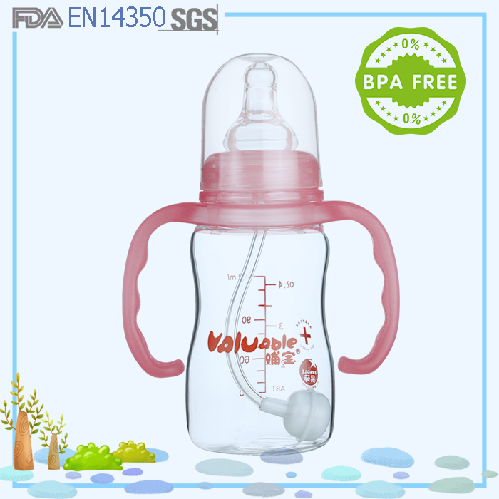 2015 Safe And Unbreakable Glass Feeding Baby Bottle 120ml With Handle