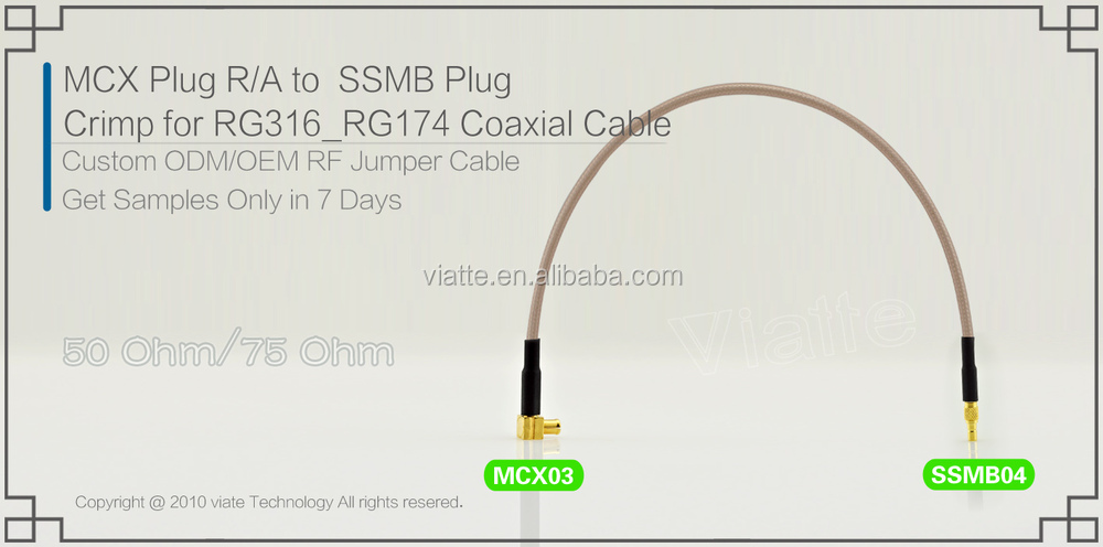 Mcxプラグ/maler/aへssmbプラグ/rg316_rg174オス圧着同軸ケーブルのコネクタのための仕入れ・メーカー・工場