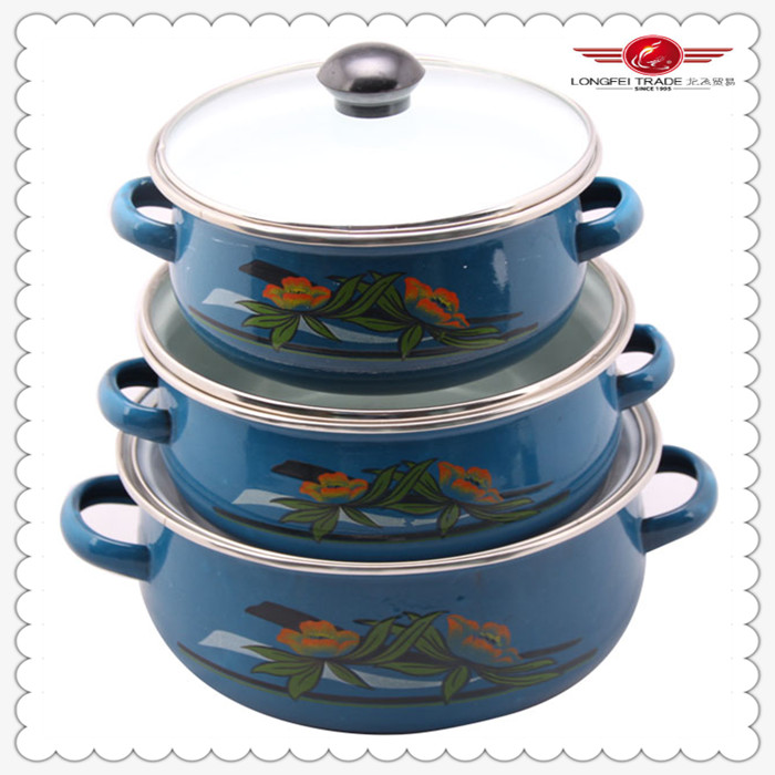 Bright Colored Enamel Casserole Set Parini Cookware With Glass Lid