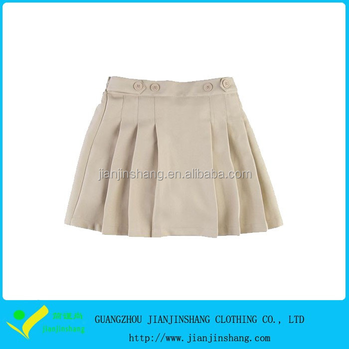 Fashion Khaki Color Customized Adjust Pleated Girl Uniform Skirts Buy