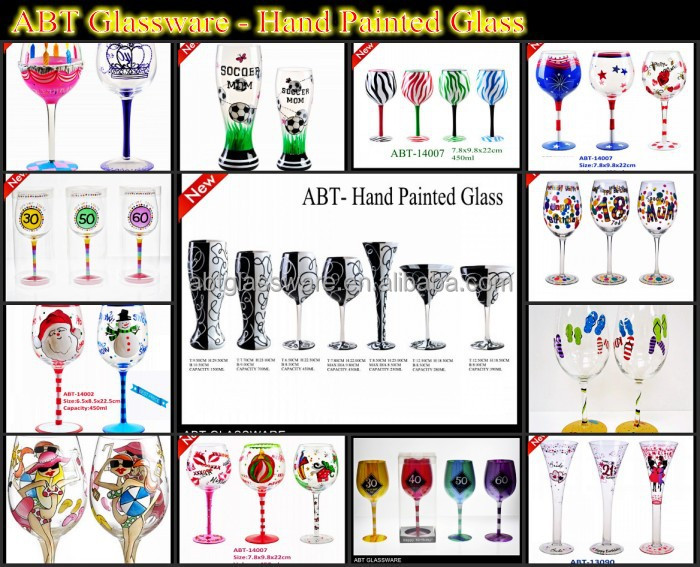 Unique design hand blow red wine glassware