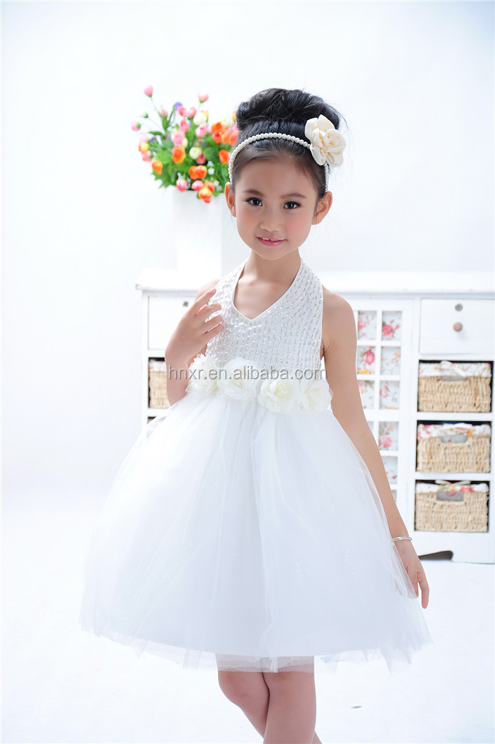 Cheap White Halter Neck Layered Pageant Long White Dress For Girl問屋・仕入れ・卸・卸売り