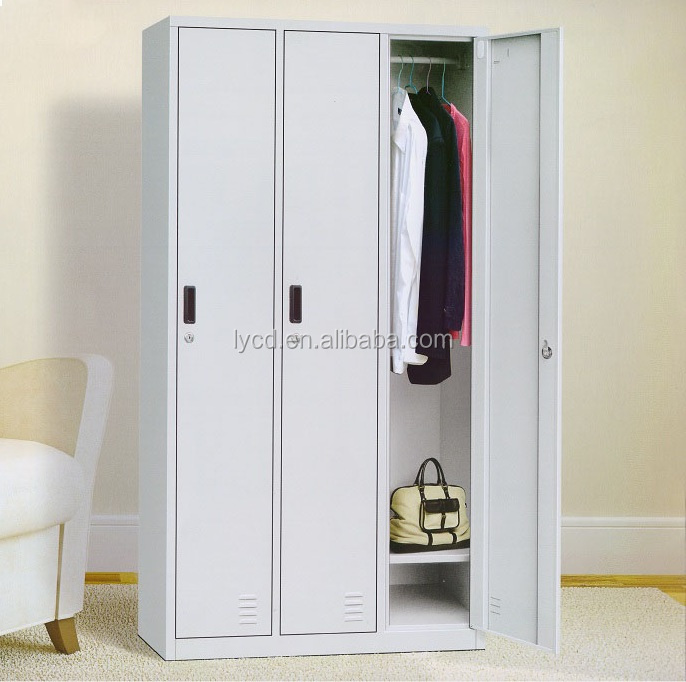 3 Door Steel Wardrobe Cabinet Steel Locker Used Metal Cabinets