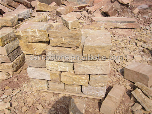 黄色の砂岩ビッグキューブ、 wallstone、 壁石、 造園石 問屋・仕入れ・卸・卸売り