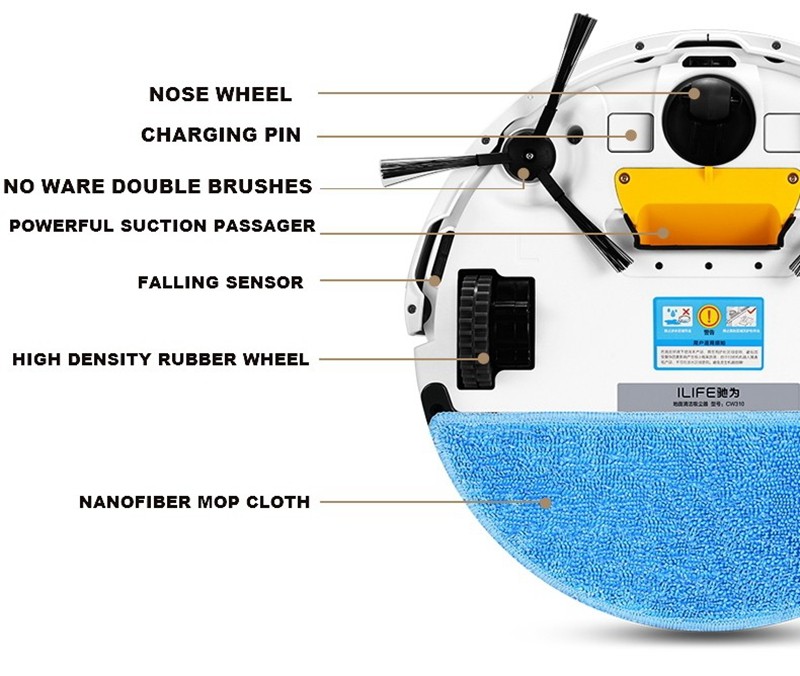 ILife V5 Pro CHUWI intelligent Mop Robot Vacuum Cleaner for Home, Golden lid HEPA Filter