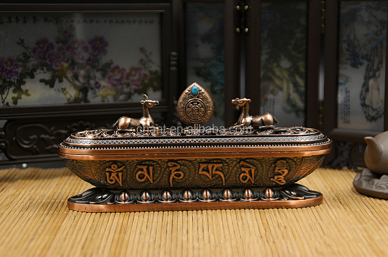 工場出荷時の価格ハングbuddhismitem金のomマニパドメライン8縁起の良い金付きアロマディフュ香炉、 銅、 青銅仕入れ・メーカー・工場