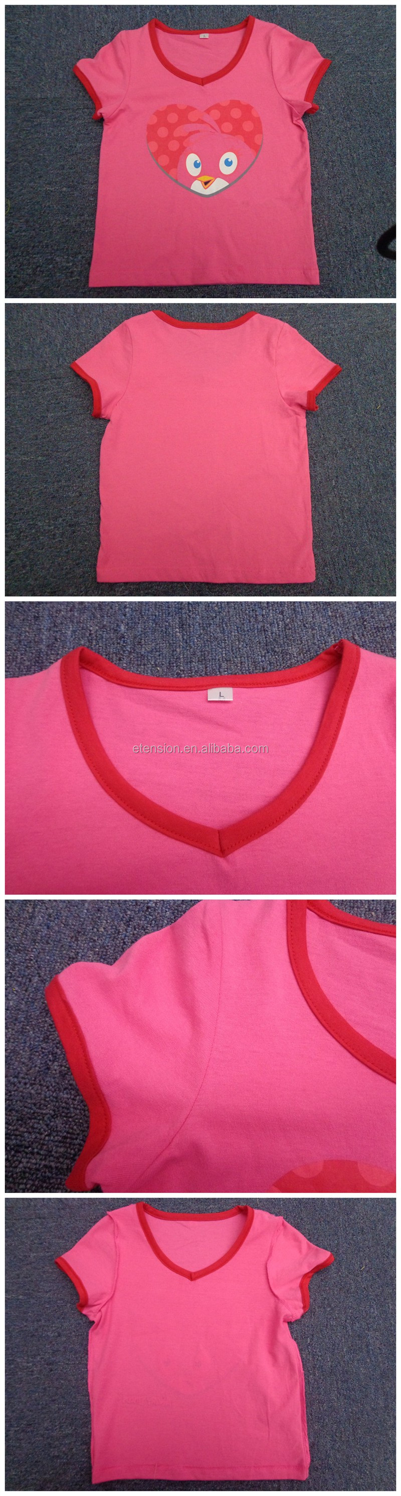 ホット販売ピンクの女の子かわいいプリント半袖カスタムtシャツ仕入れ・メーカー・工場