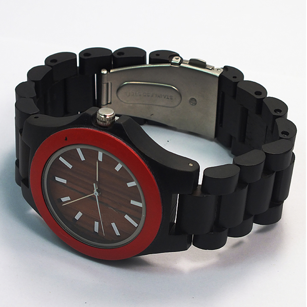 new brand black / red sandal wood watch custom dial man wooden watch