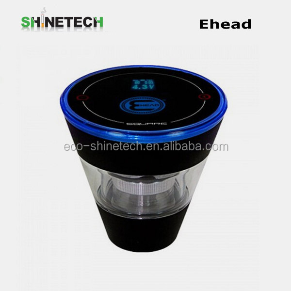 Square ehead!!!Touch screen e head hookah with 8ml tank fit for all kinds of ehookah with two colors