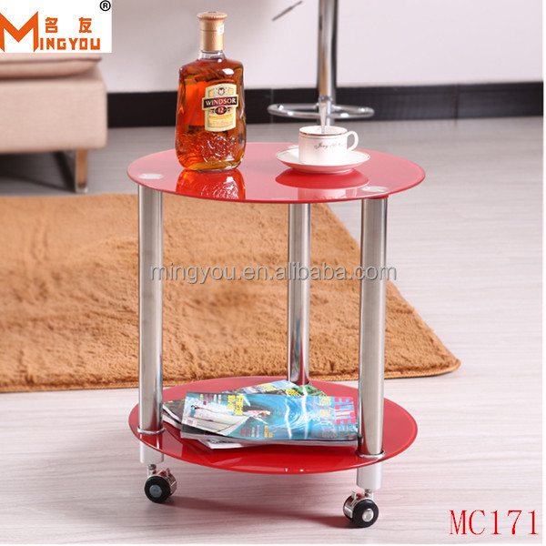 glass side tables with wheels