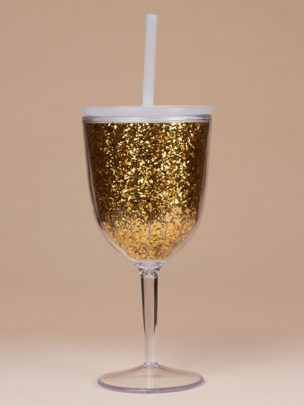 tumbler insert 10oz with glitter Wine Stemless insert Glass Acrylic ,Gold