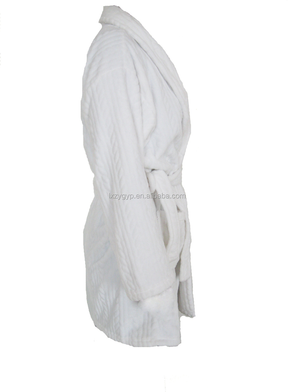 新しいデザイン女性のための白のストライプのフランネルのバスローブ問屋・仕入れ・卸・卸売り