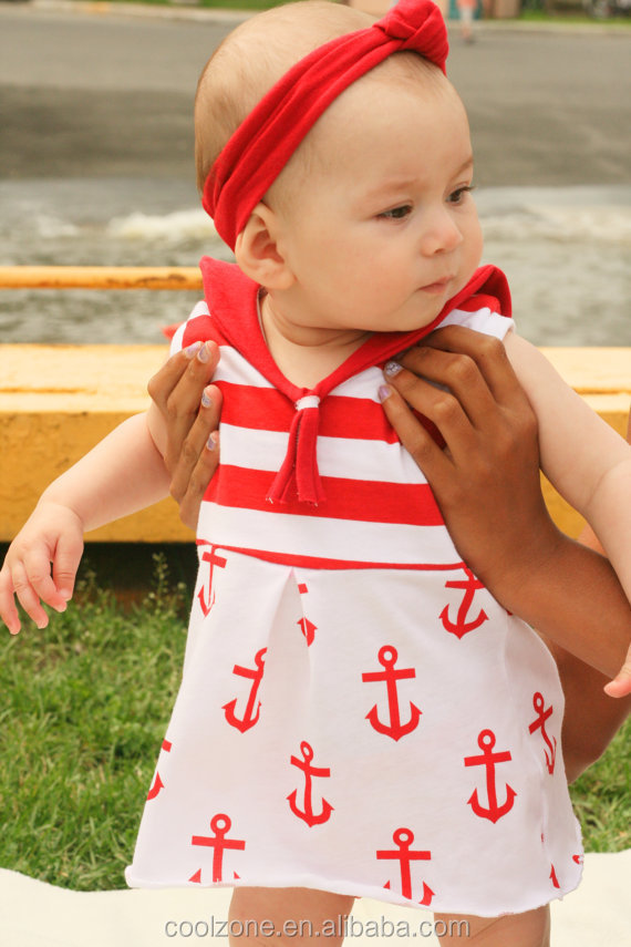 赤と白のストライプの赤ちゃんかわいい女の子のサマードレスプリントのベビードレス仕入れ・メーカー・工場