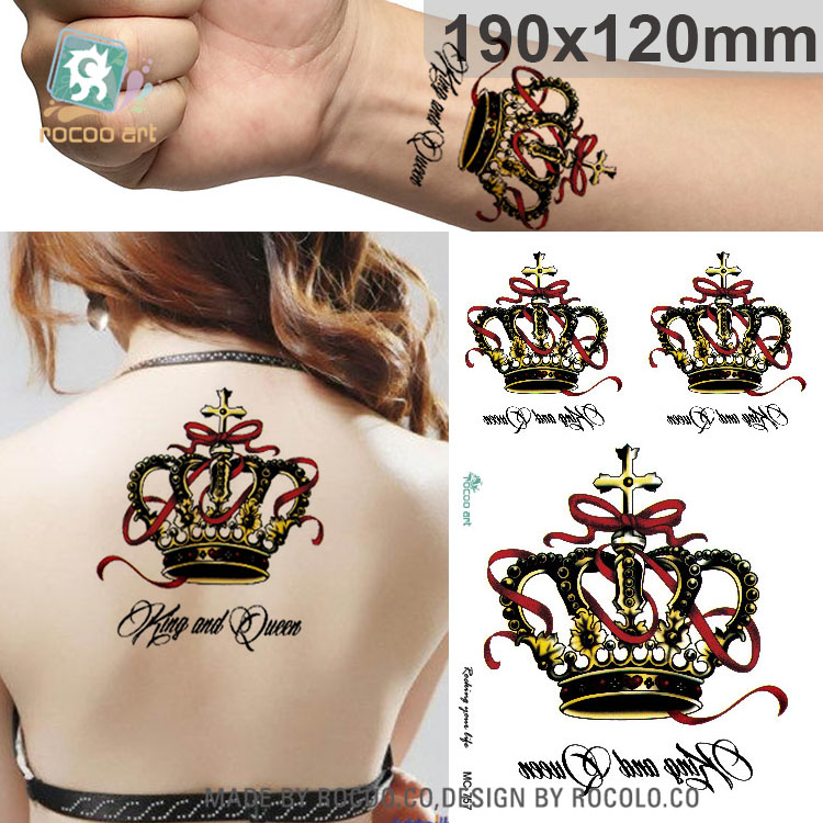 King Queen Crown Temporary Tattoo Sticker Waterproof Men Women