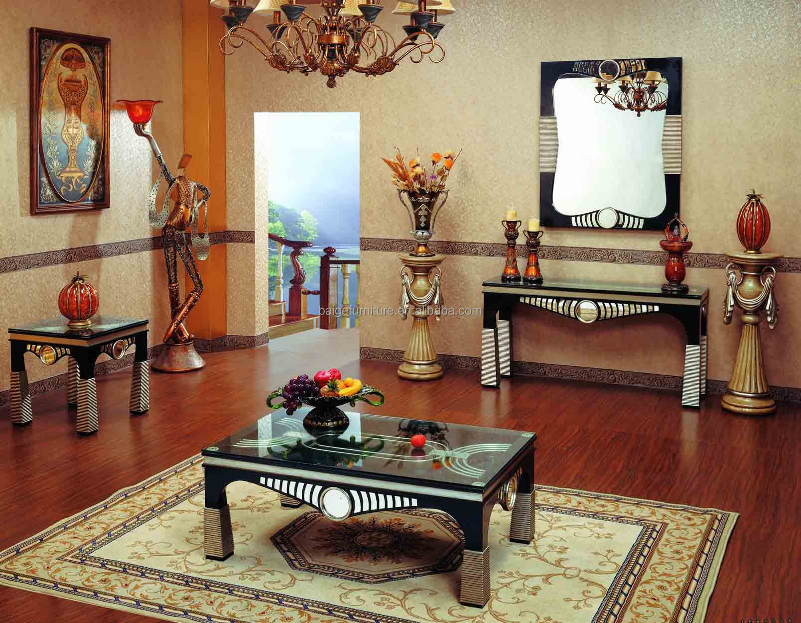 Syrische woonkamer meubels sculptuur salontafel dolfijnen glazen ...