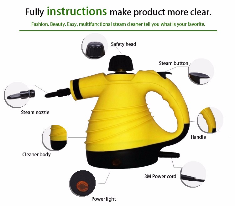 New Powerful Multipurpose Steamer Handheld Pressurized Steam Cleaner