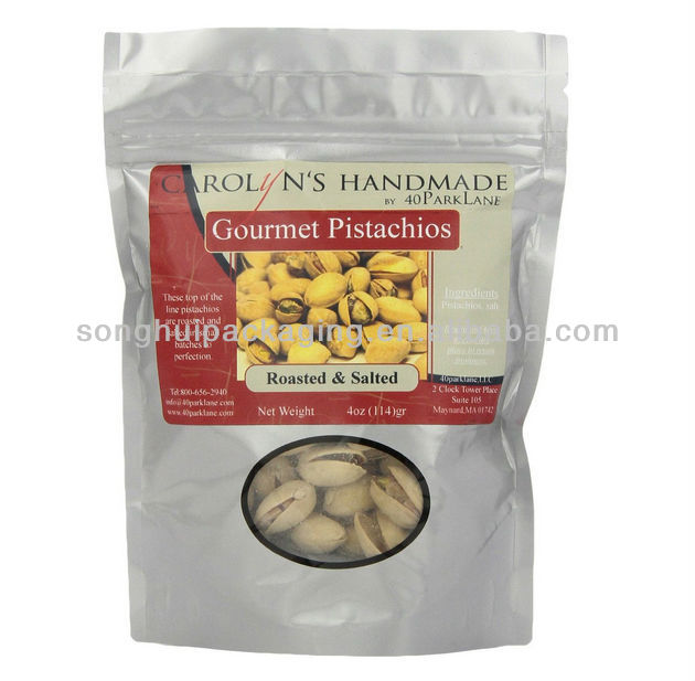 plastic pistachios packing foil bag/stand up nuts packing bag