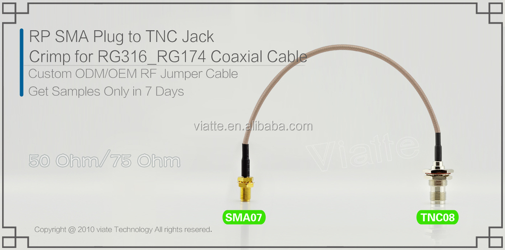 Rpsmaプラグ/tncオスrg6jack/メスストレートバルクヘッドクリンプrg316_rg174用同軸ケーブルのコネクター仕入れ・メーカー・工場