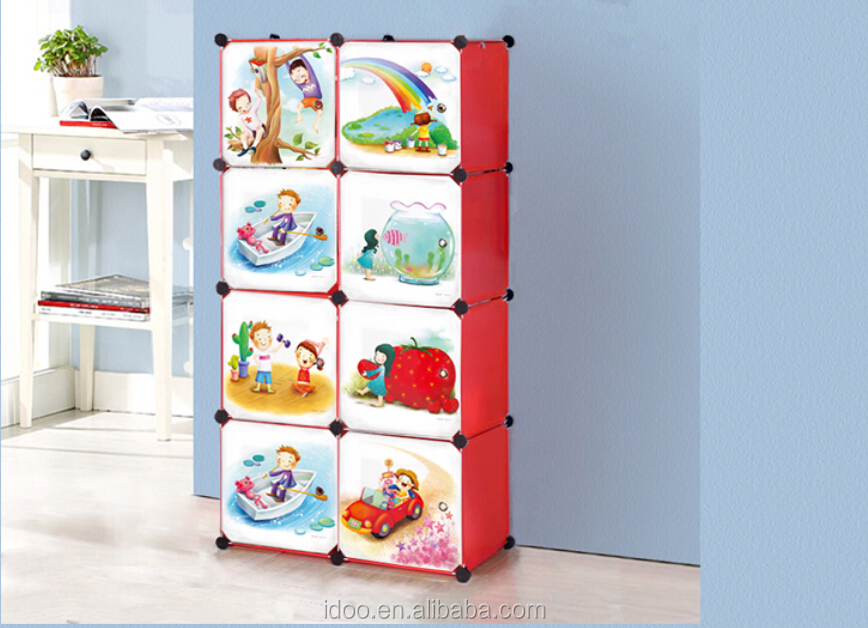 2015 New Cartoon Bookcase Design Easy Storage Baby Wardrobe