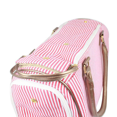 ペット用品最新設計おりたためるピンク縞柄バッグペットキャリー仕入れ・メーカー・工場