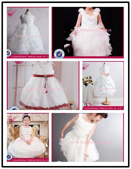 高品質の赤と白のフラワーガールのドレス結婚式のための問屋・仕入れ・卸・卸売り