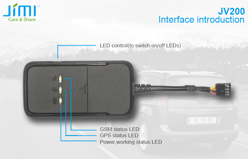 JIMI JV200 SMS/APP/platform MTK Built-in antenna easy to install vehicle gps tracker, traker gps