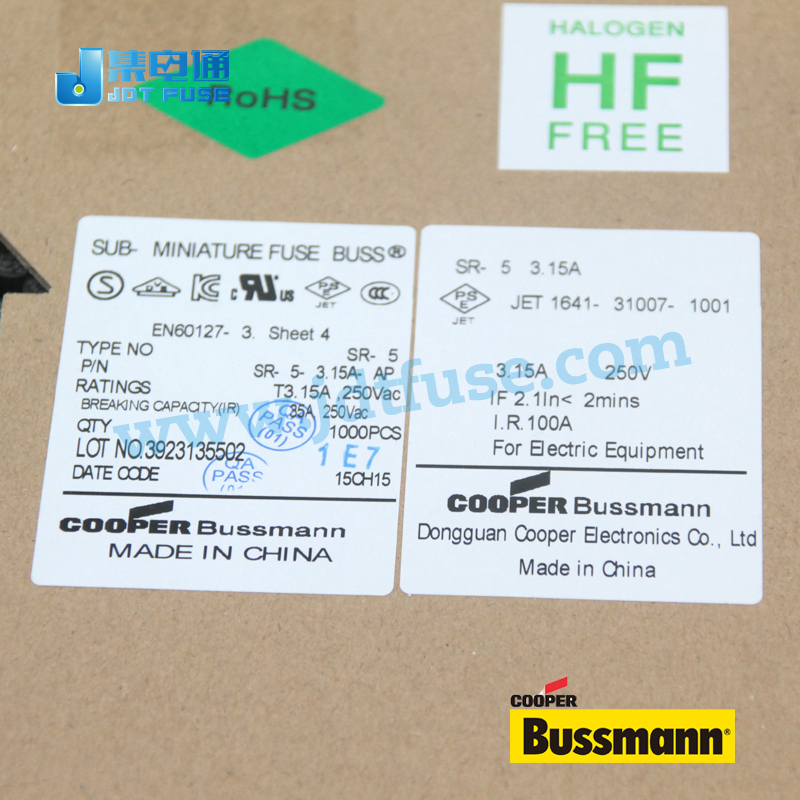 BussmannヒューズSR-5-3.15A-AP t3.15a 250ボルトミニチュアヒューズ仕入れ・メーカー・工場