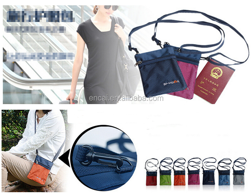 ファッション旅行encaiハンディホンオーガナイザーネック吊り下げ袋ジッパーの袋卸売チケット・sパスポートバッグを挿入します仕入れ・メーカー・工場