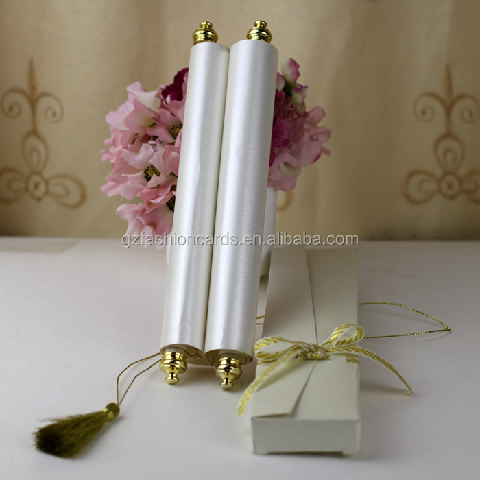 100Pcs Beige Gold Scroll Wedding Invitation Cards Personalized Party Card