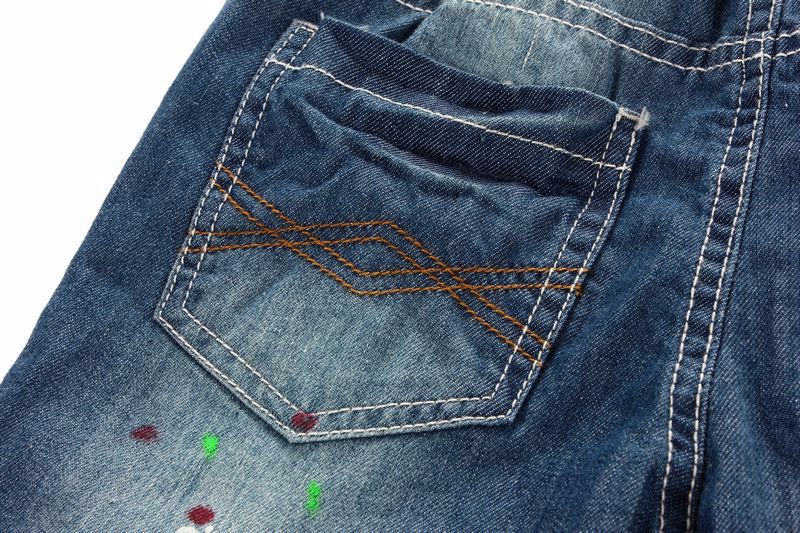 Oem男の子カジュアルファッションデニム破れた弾性ウエストバンド子供刺繍入りジーンズ仕入れ・メーカー・工場