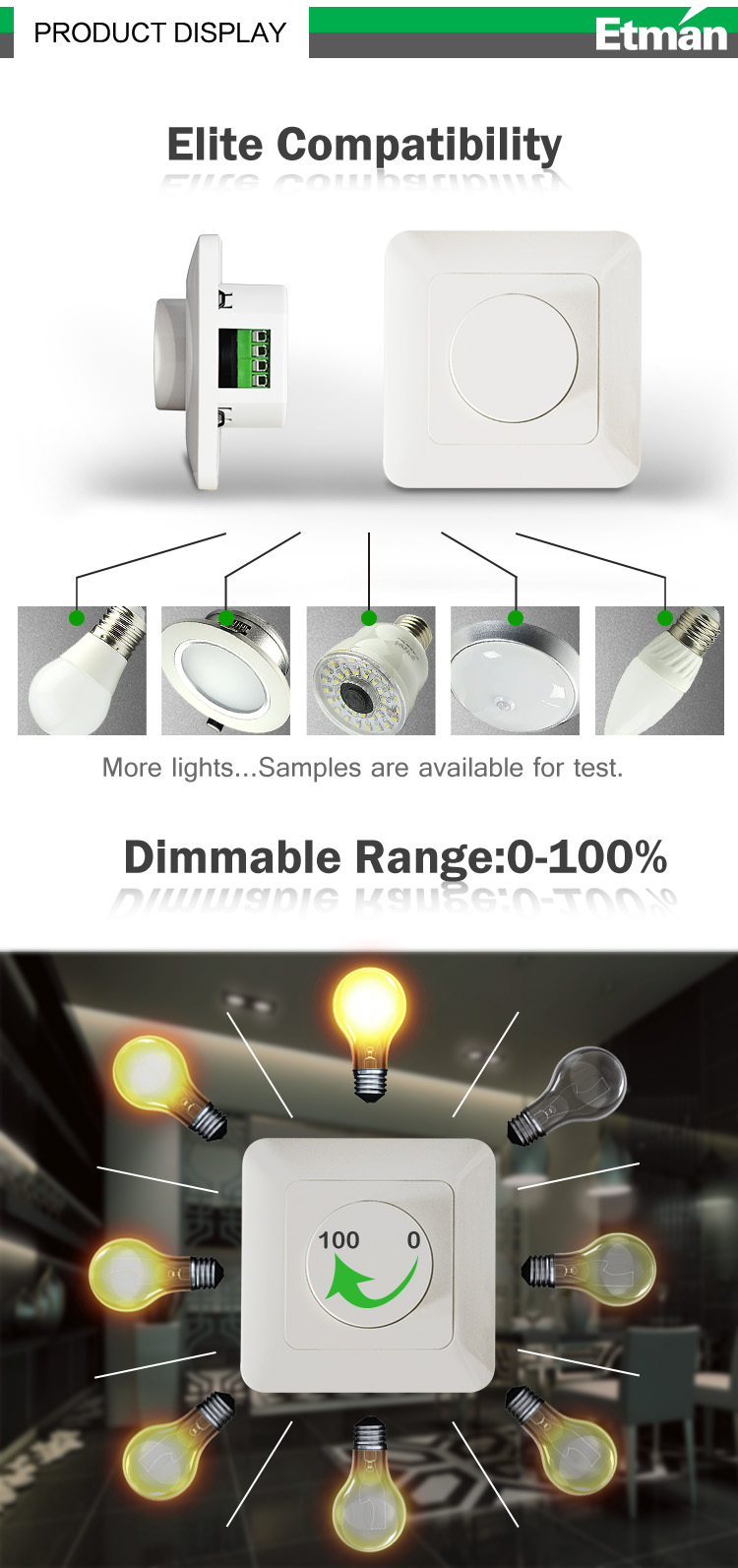 調光対応ledディマースイッチのためのledダウンライトと電球仕入れ・メーカー・工場