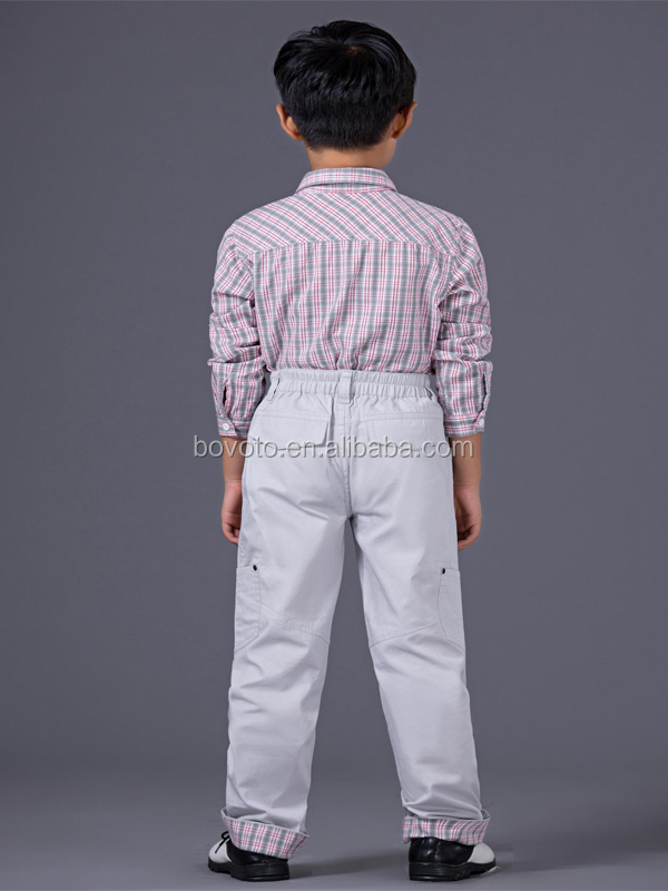伸縮性ウエスト、 赤のチェックズボンのファッションと袖口カジュアル男の子のズボン仕入れ・メーカー・工場