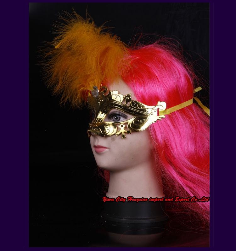 電気めっき2015顔マスク仮面舞踏会マスクカーニバルの羽仕入れ・メーカー・工場