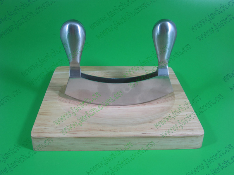 Double Handle/blade Cheese Cutter /mincing Knife Set With Wooden