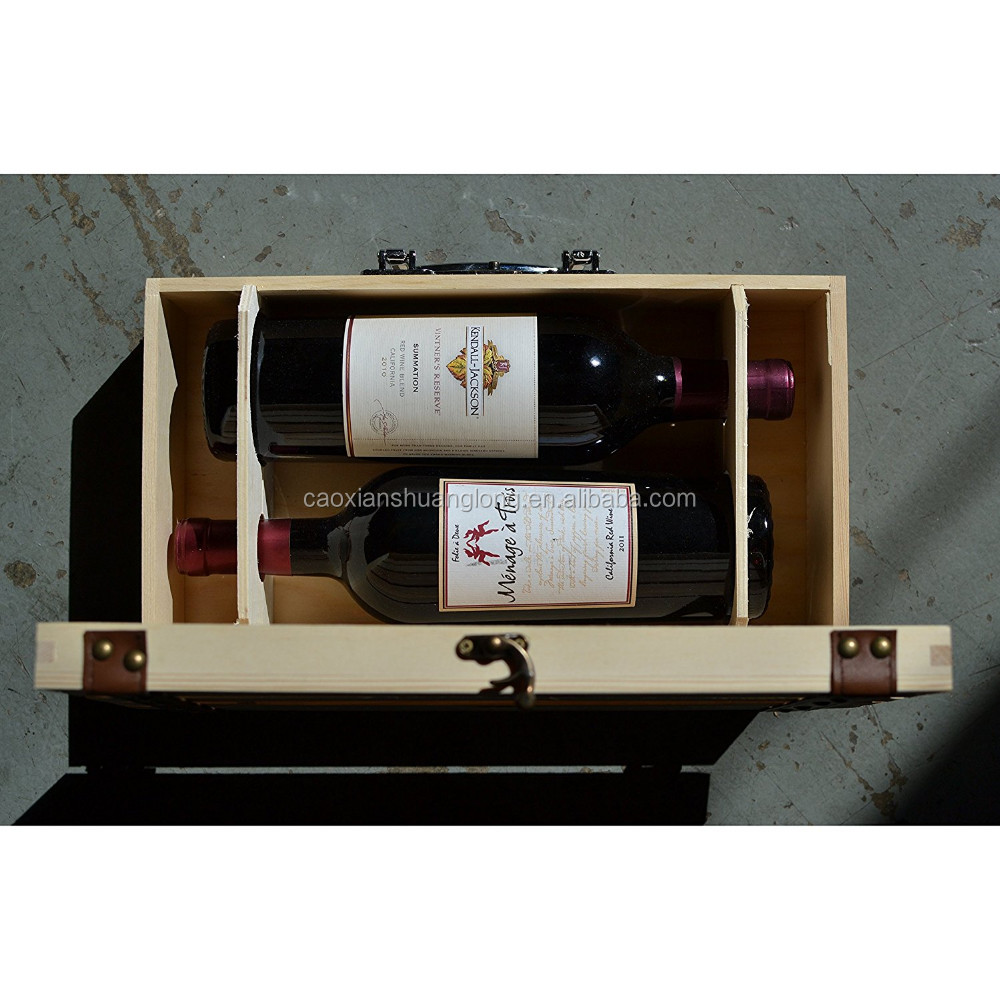 Handmade vineyard disegno pino naturale cassa di legno 2 bottiglia ... Casse vino