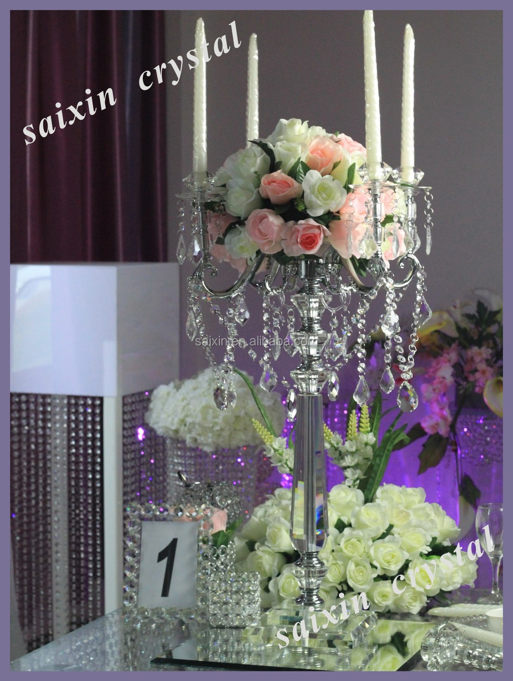 新しい2015結晶の列のための結婚式の装飾金クリスタルの花瓶スタンド仕入れ・メーカー・工場