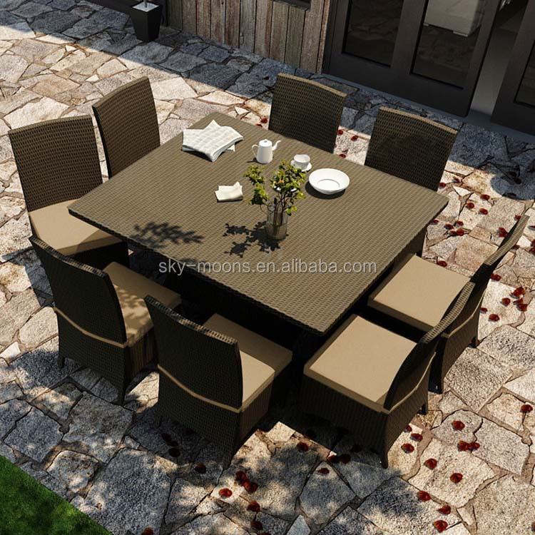 正方形のテーブル8椅子と、 安い籐販売のためのパーティーのテーブルと椅子で高品質( tc110)仕入れ・メーカー・工場