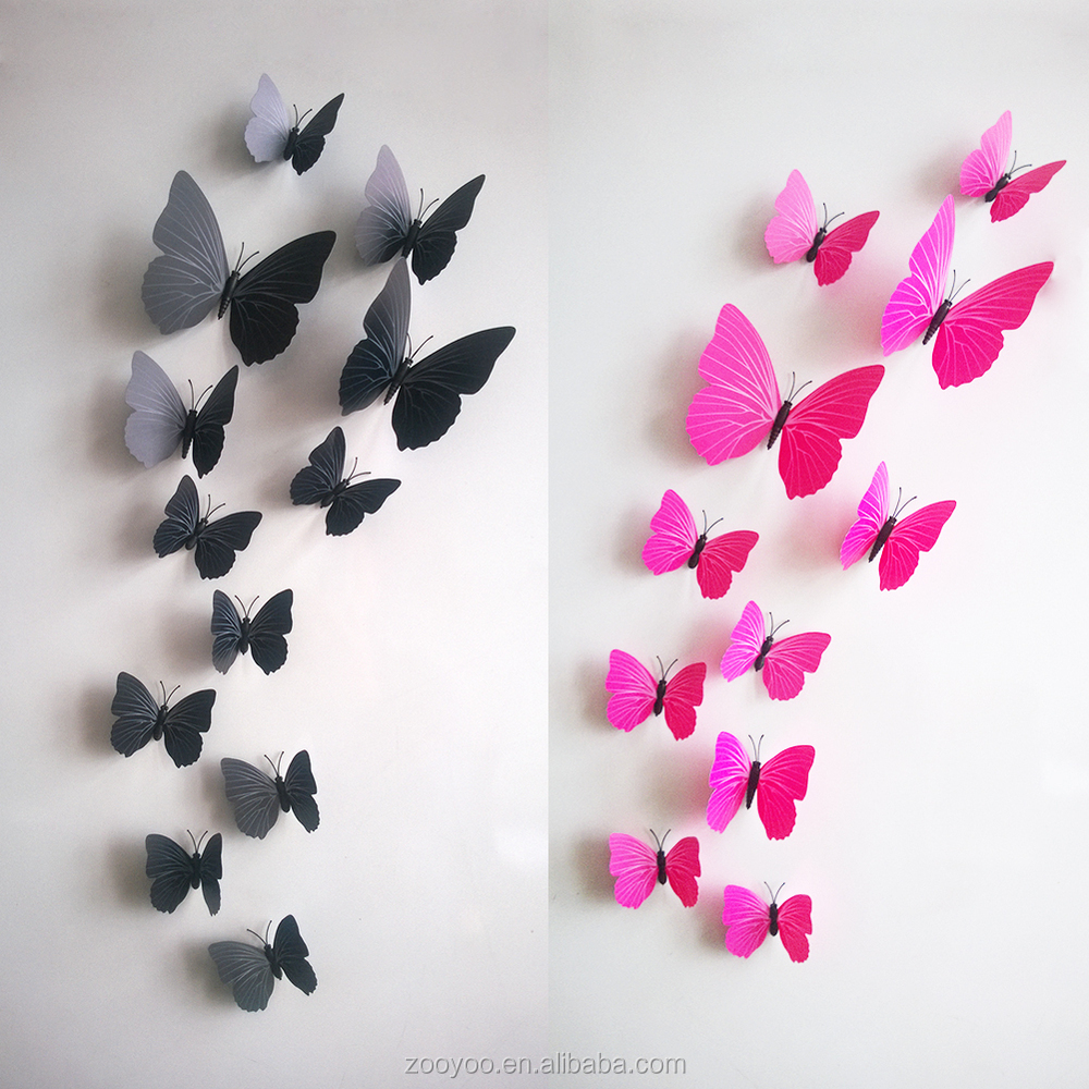 Zooyoo 3d vlinder muur sticker home decor sticker art design kamer ...