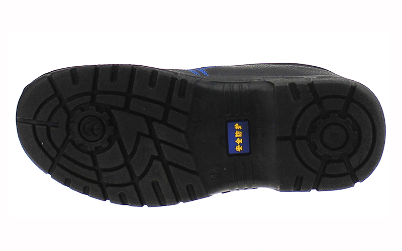 黒ローカットエンボスレザーpuインジェクションアウトソールの安全建設労働者のための靴仕入れ・メーカー・工場