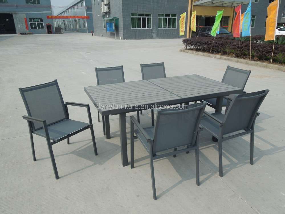 グレーのアルミ折りたたみプラスチック屋外のダイニングテーブル、 椅子仕入れ・メーカー・工場