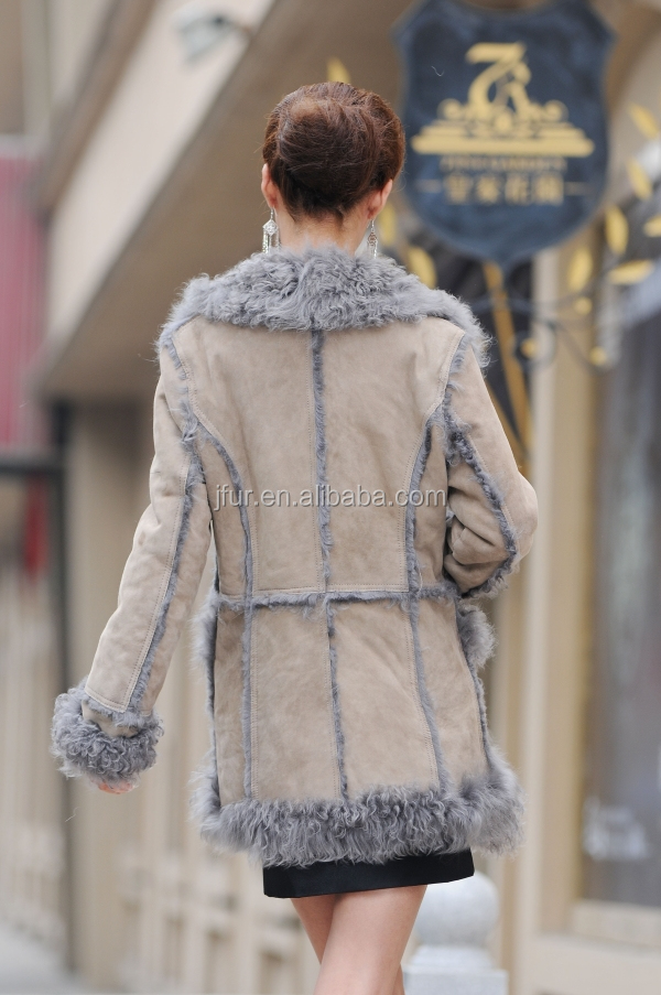 ヨーロピアンスタイルとgeniuneの革のジャケット子羊の毛皮の女性のダブルフェイス衣類オーバーコート仕入れ・メーカー・工場