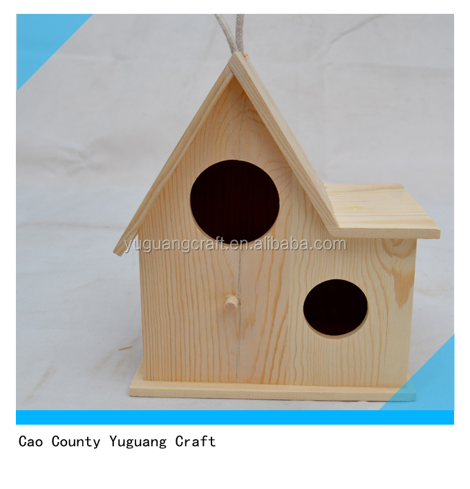 New Design Custom Unfinished Small Pine Wooden Bird House 