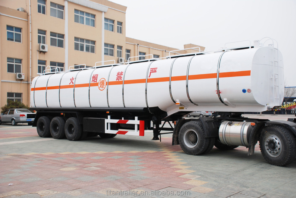 China 3 axle oil fuel tanker truck trailer , widely used fuel tanker truck