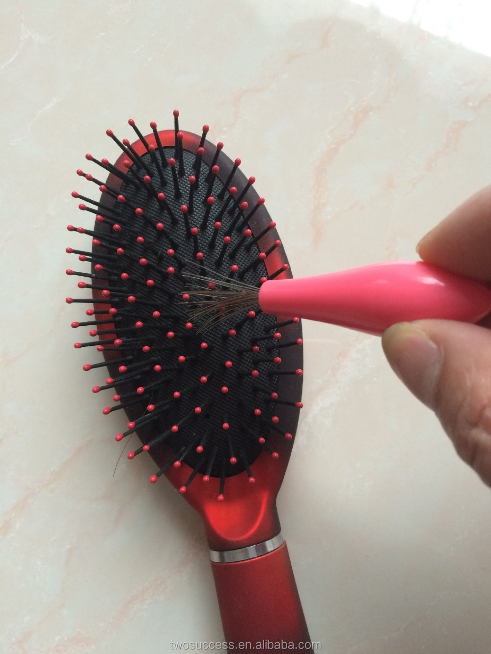 tiny cute colorful plastic handle embedded hair remover comb cleaner .jpg
