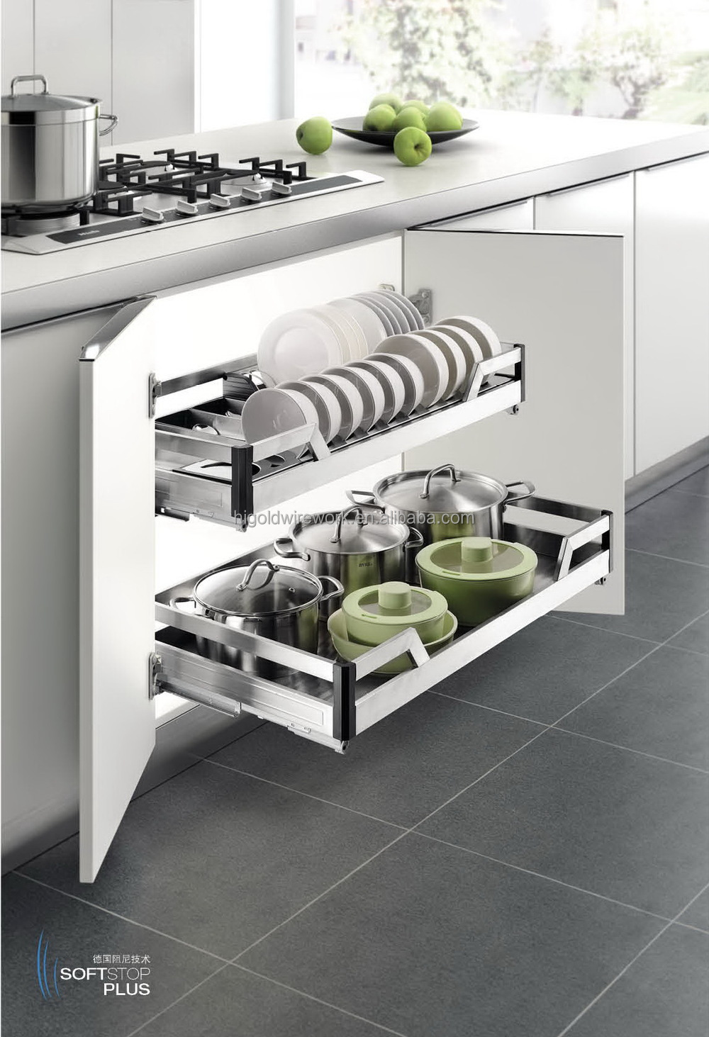 Moderne keukenkast trek mentale plaat mand keuken opslag product ...