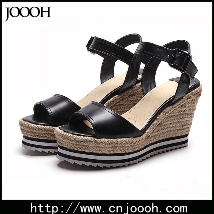 Fashion style top quality leather Wedge Shoes Women Sandals