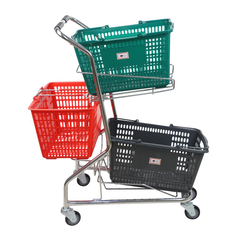 Japanese Style Supermarket Two Basket Shopping Trolley Cart Buy