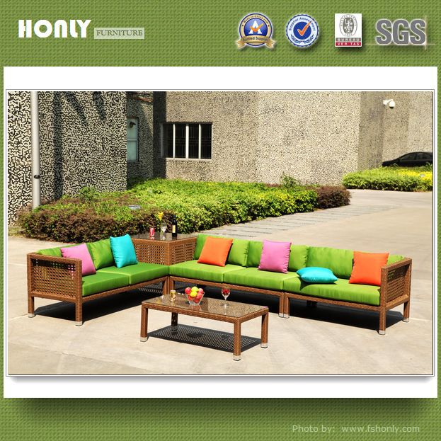 Colorful rattan corner sofa aluminium frame synthetic rattan corner sofas