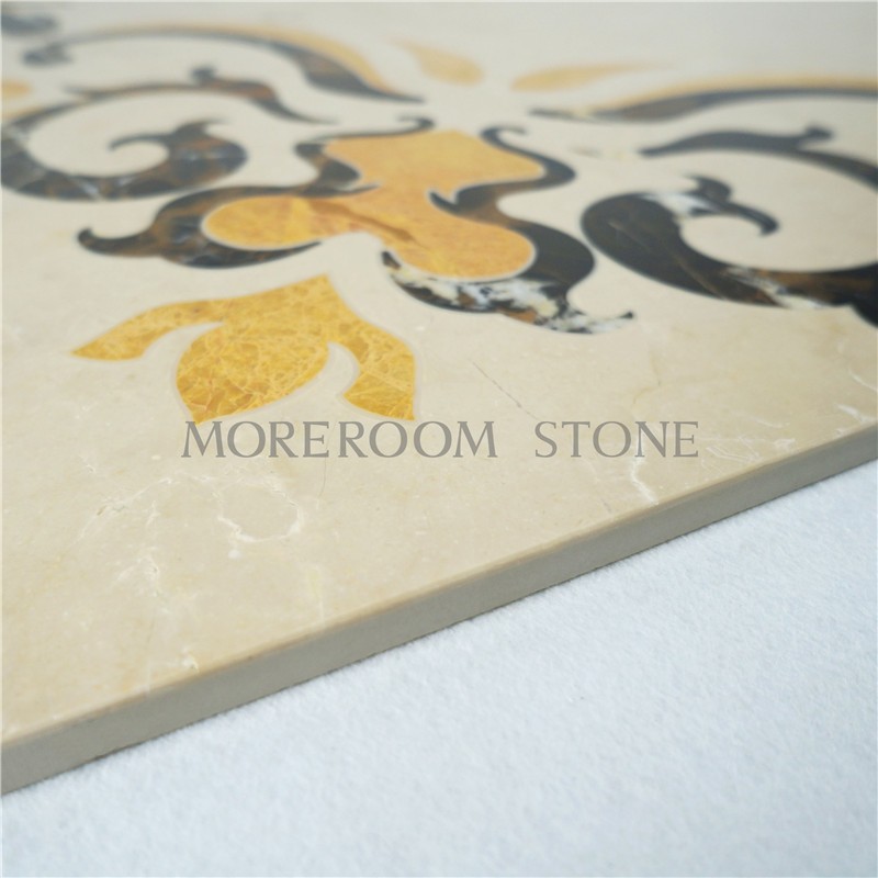 Moreroom Stone Water Jet Medallion Artistic Marble Tiles Floor Medallion Colors Marble Pattern Tiles Water jet Beige Marble Natural Stone Home Marble Flooring Polished Tiles04.jpg