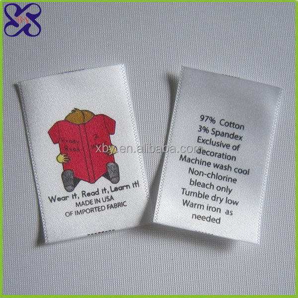 Eco-friendly printed silk labels for clothes Kids garment size label